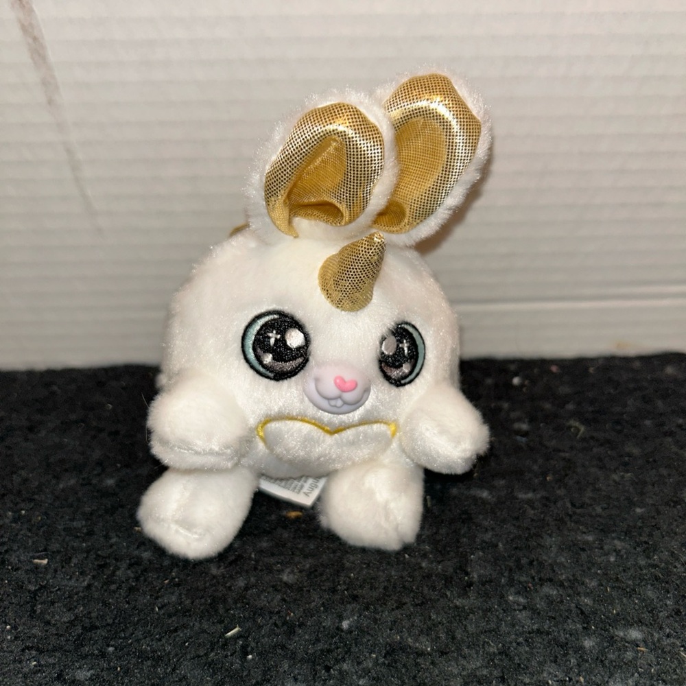 Zuru Rainbowcorn Plush White Bunny Rabbit Gold Ears Heart Belly Stuffed Animal